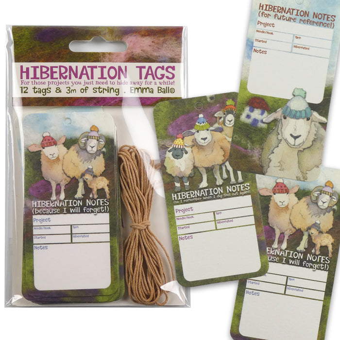 Emma Ball Hibernation Tags Pack of 12 Happy Sheep TAG10