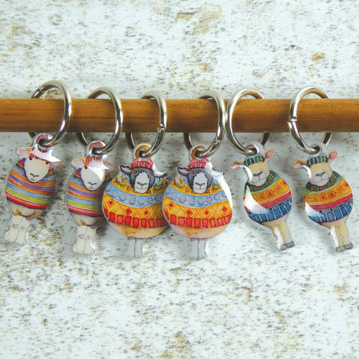 Emma Ball Striped Sheep Stitch Markers KN39