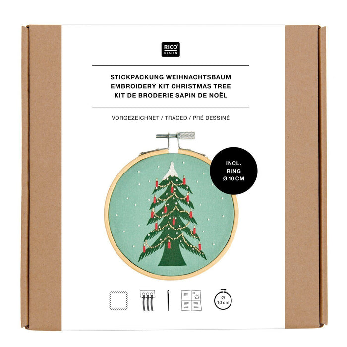 Rico Design Embroidery Kit with Hoop Christmas Tree 100546