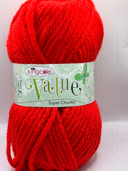 King Cole Big Value Super Chunky Yarn 100g - Red 9