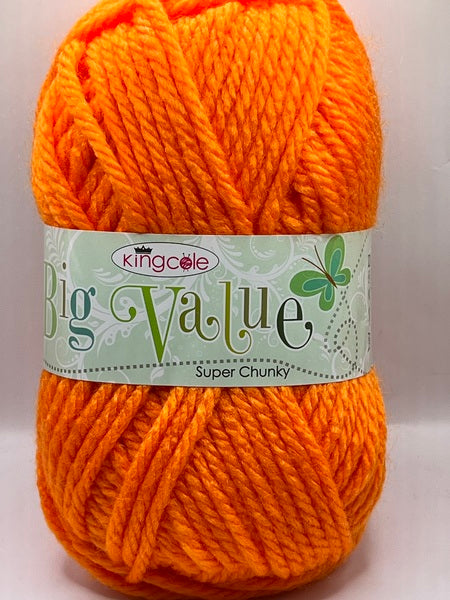 King Cole Big Value Super Chunky Yarn 100g - Orange 144