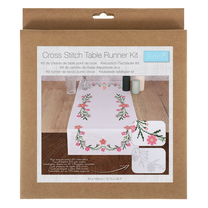 Trimits Cross Stitch Kit Table Runner Daisy Flowers tTR012