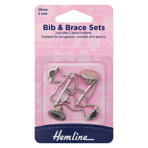 Hemline Bib & Brace Sets 25mm 2 Sets Silver - H468.25.SIL
