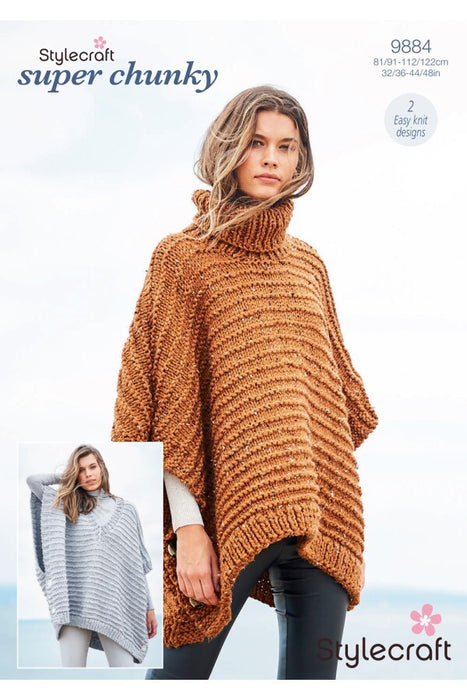 Knitting Pattern Ponchos in Stylecraft XL and Special XL Tweed 9884