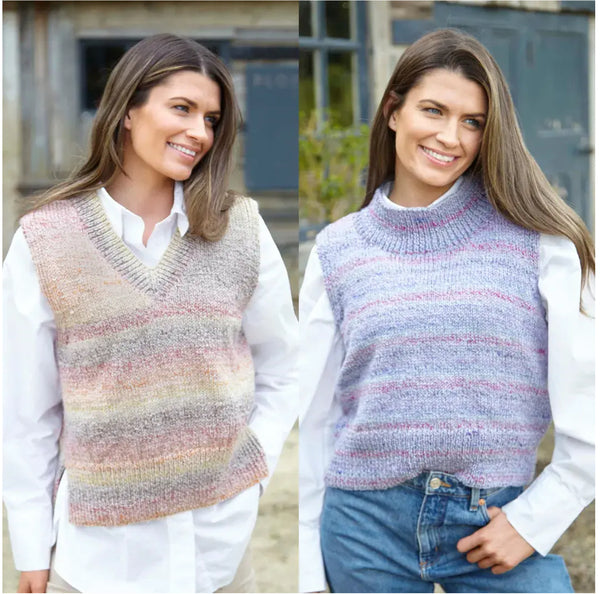 Knitting Pattern Ladies Vests in King Cole Crescendo Aran 6226