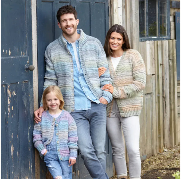 Knitting Pattern Family Cardigans in King Cole Crescendo Aran 6221