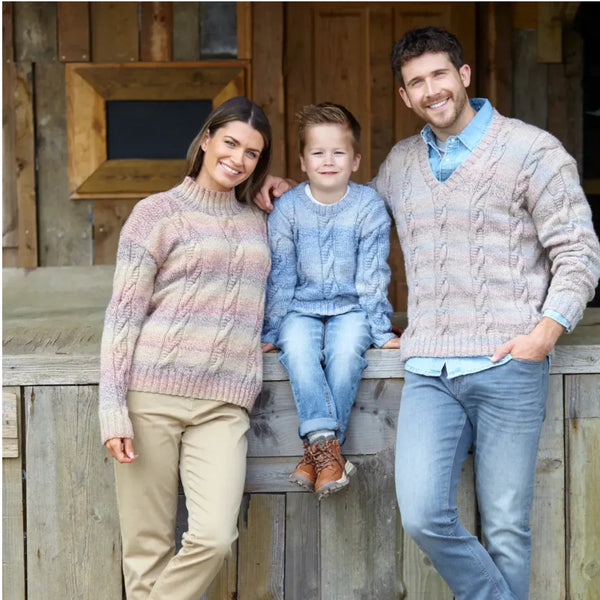 Knitting Pattern Family Sweaters in King Cole Crescendo Aran 6220