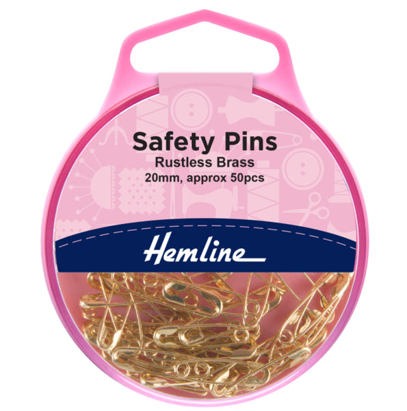 Hemline Safety Pins Rustless Brass 20mm H419.000