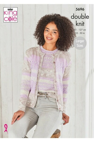 Knitting Pattern Ladies Cardigan & Sweater King Cole Fjord DK 5696