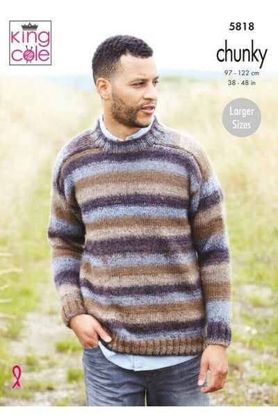 Knitting Pattern Mens Chunky Sweaters in King Cole Autumn Chunky  5818