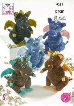Knitting Pattern Dragons in King Cole Firefly Aran and Big Value DK 50g 9234