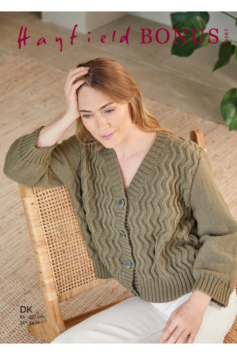 Knitting Pattern Relazed Zig Zag Cardigan in Hayfield Bonus DK 10267