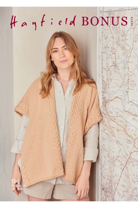 Knitting Pattern Cable Edged Shawl in Hayfield Bonus DK 10273