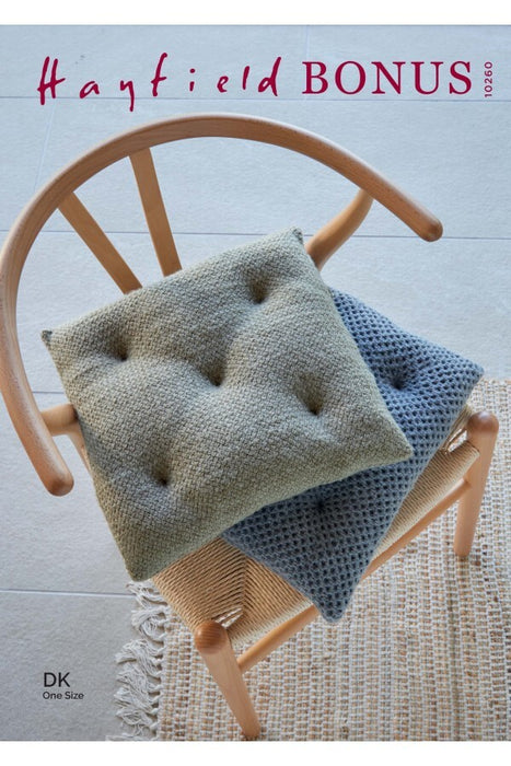 Knitting Pattern Wicker & Honeycomb Stitch Seat Cushions in Hayfield Bonus DK 10260