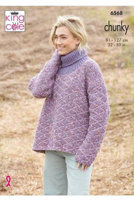 Knitting Pattern Sweaters in King Cole Dalesway Moors and Dalesway Chunky 6568