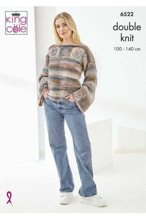 Crochet Pattern Top and Sweater in King Cole Cottagespun DK 6522
