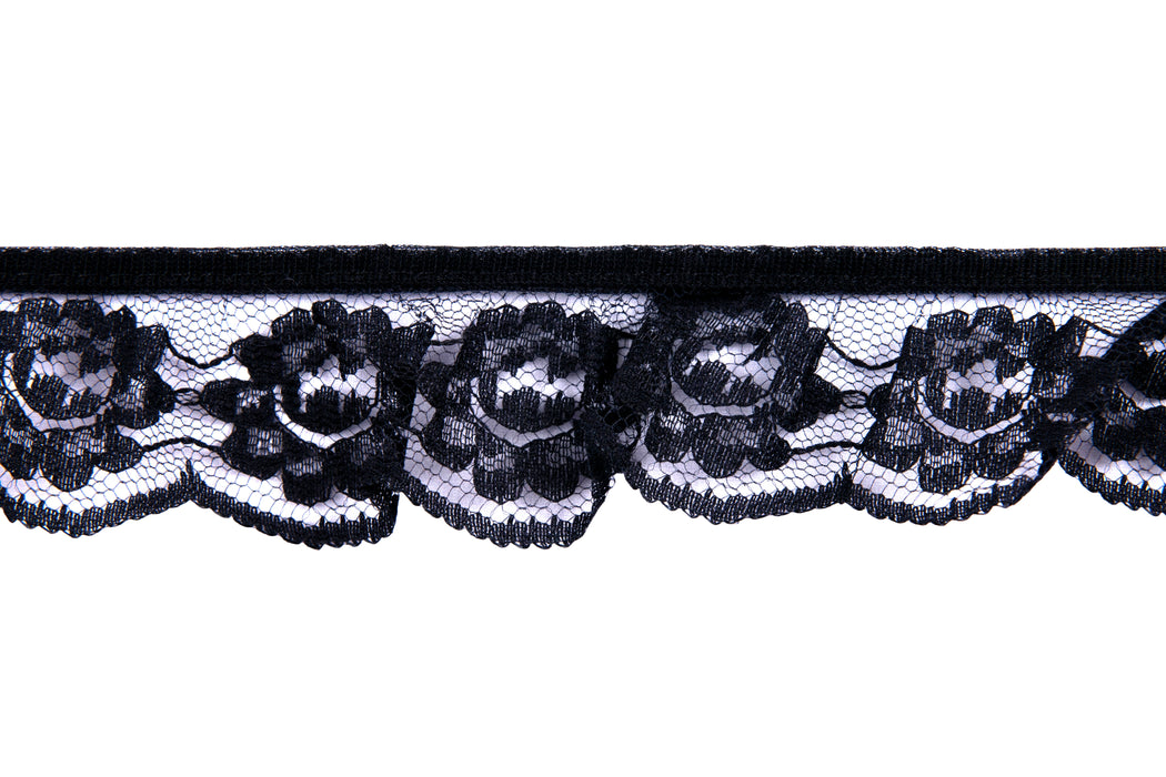 Trimmings Lace Frilled Black 42mm x 1 metre ET273/BLK