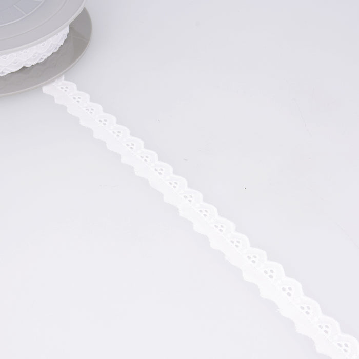 Stephanoise Trim Lace Broiderie Anglaise White 16mm S5846B16/01