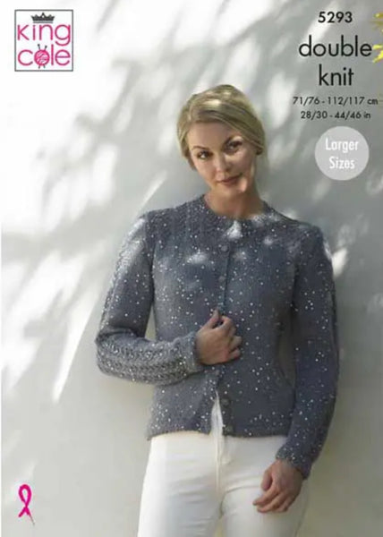 Knitting Pattern Sweater & Cardigan in King Cole Galaxy DK 5293