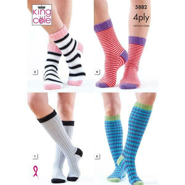 Knitting Pattern Socks In King Cole Cotton Socks 4 Ply 5882