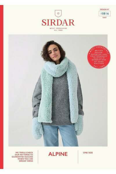 Knitting Pattern Booklet Mittens & Scarf in Sirdar Alpine Super chunky 10816