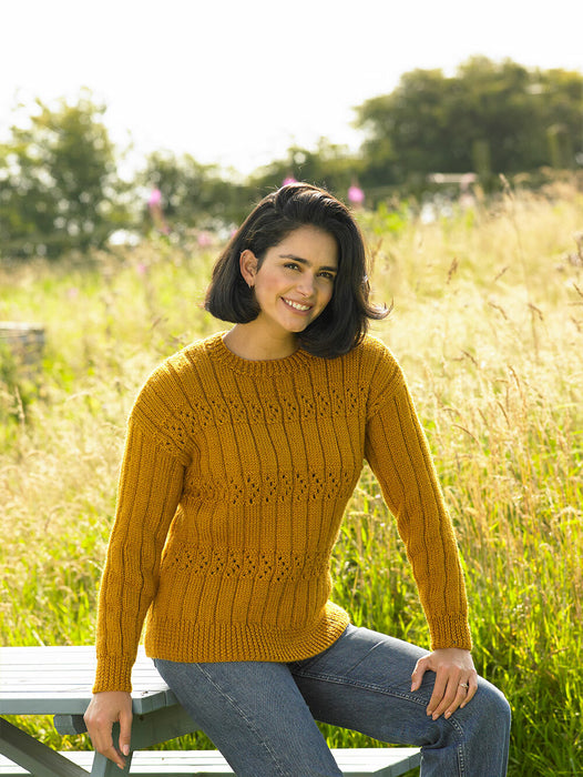 Knitting Pattern Ladies Sweater in James C. Brett Aztec Aran JB928