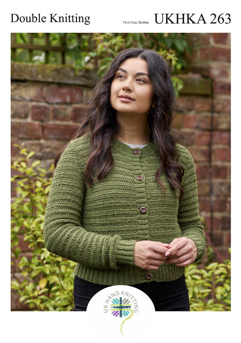 Knitting Pattern Ladies Cardigan in Double Knitting UKHKA 263