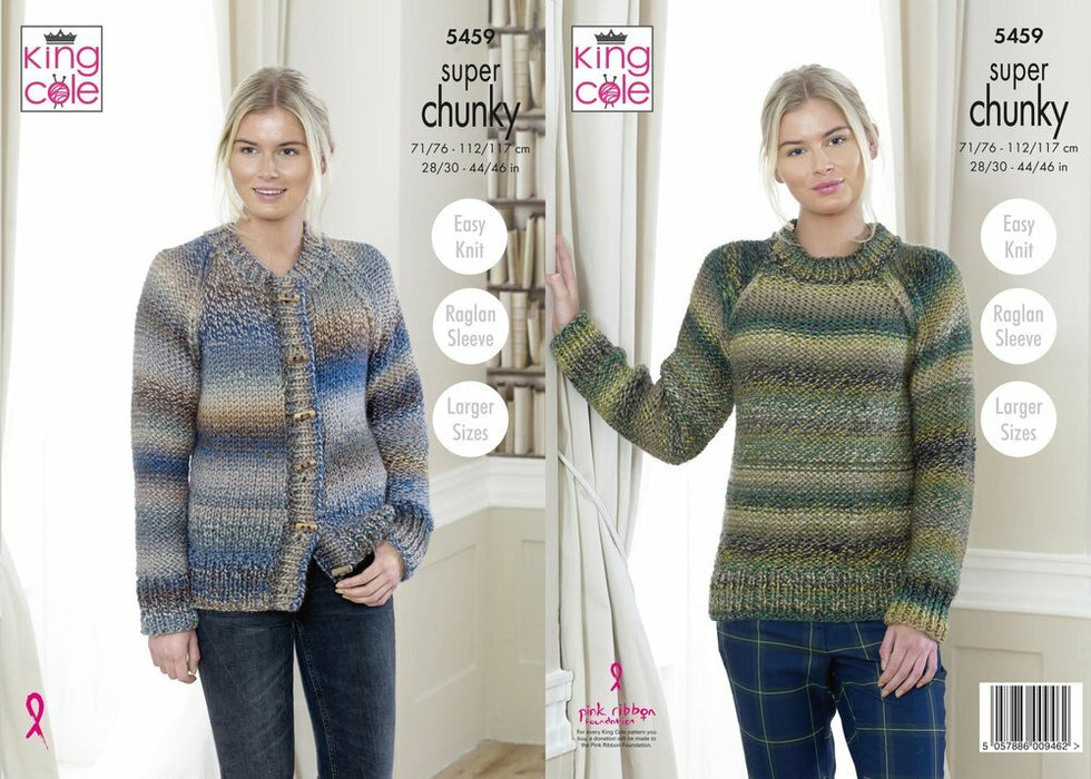 Knitting Pattern Ladies Cardigan & Sweater in King Cole Explorer Super Chunky 5459