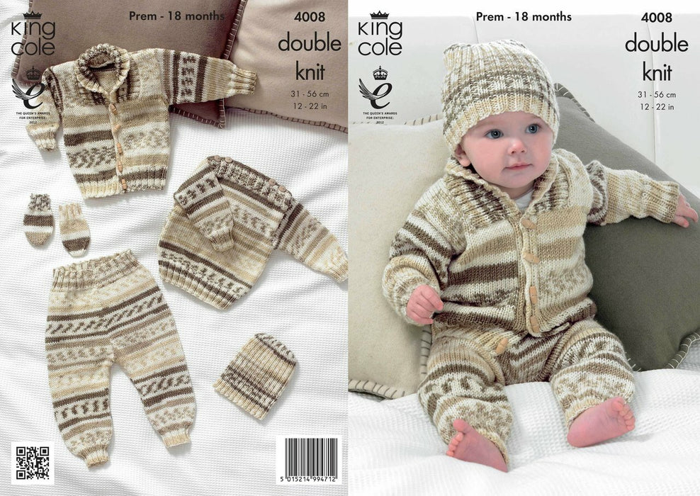 Knitting Pattern Baby Outdoor Set Jacket, Sweater, Leggings, Hat & Mittens in King Cole Cherish DK 4008