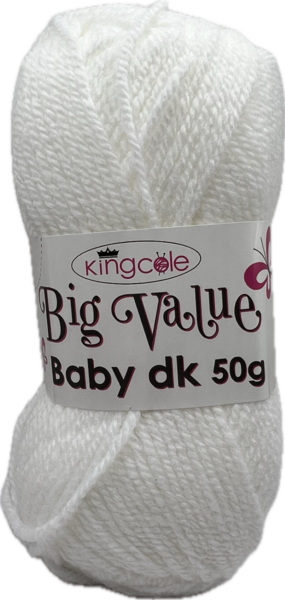 King Cole Big Value Baby DK Baby Yarn 50g - White 4060 Mhd