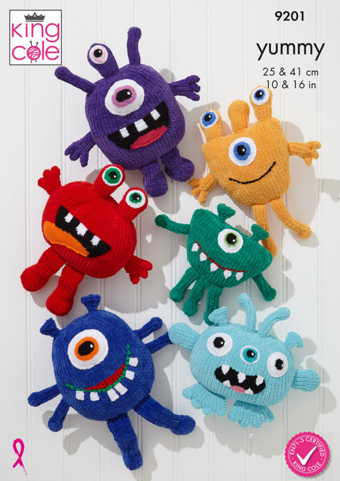 Knitting Pattern Little Monsters Knitted in King Cole Yummy Chunky 9201