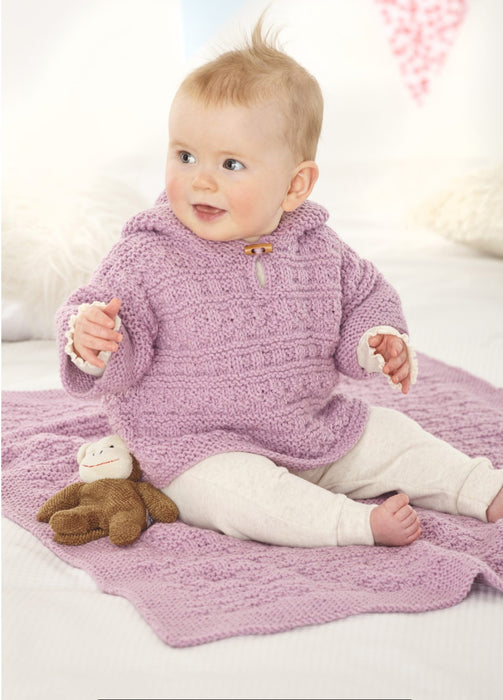 Knitting Pattern Jacket, Hat, Hooded Top & Blanket in King Cole Comfort Aran 6329
