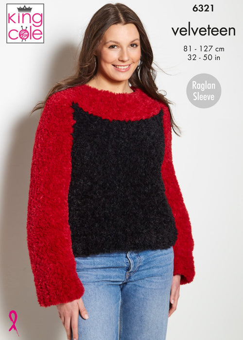 Knitting Pattern Sweater & Jacket Knitted in King Cole Velveteen 6321