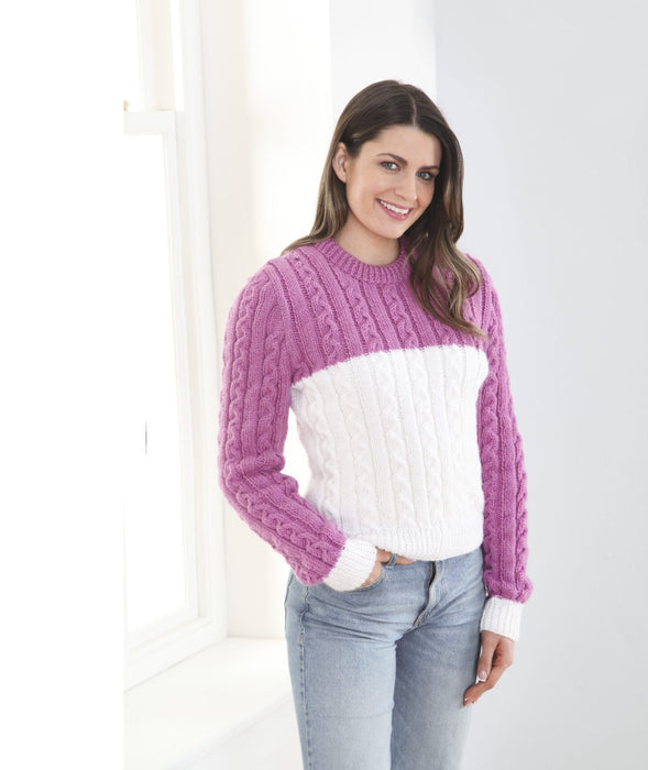 Knitting Pattern Mens & Ladies Sweater & Slipover Knitted in King Cole Fashion Aran 6339