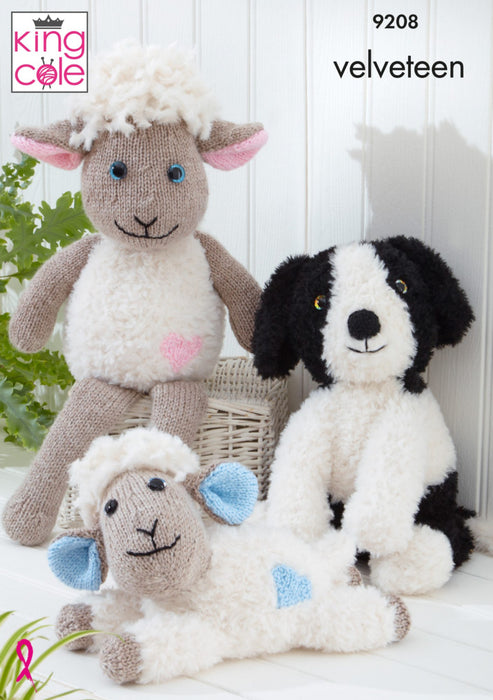 Knitting Pattern Velveteen Sheep & Dog Knitted in King Cole Velveteen & Big Value DK 9208