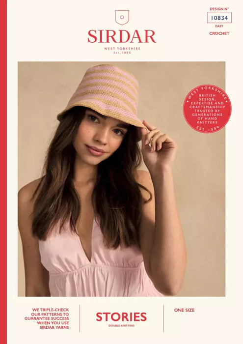 Crochet Pattern Throw Shade Bucket Hat in Sirdar Stories DK 10834