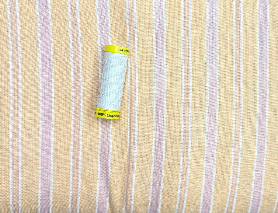 Marvic Fabrics Linen Apricot/Pink Stripe - PER HALF METRE