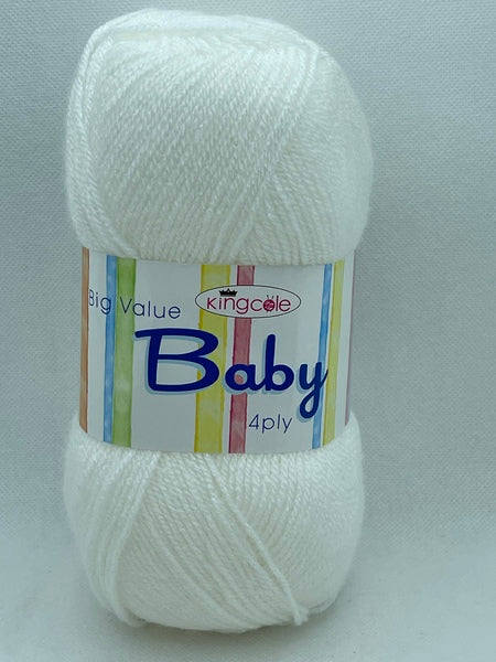 King Cole Big Value Baby 4 Ply Baby Yarn 100g - White 1