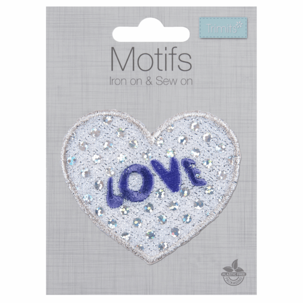 Motif - Sequin Love Heart Silver - CFM2\053
