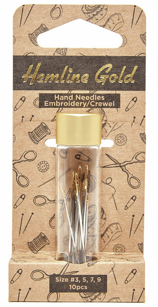 Hemline Gold Hand Sewing Embroidery Sizes 3-9 - 280G.39.HG