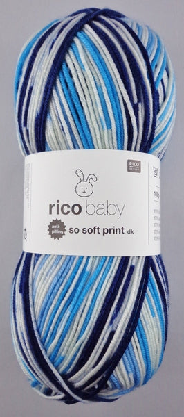 Rico Baby So Soft Print DK Baby Yarn 100g - Blue-White 009 (Discontinued)