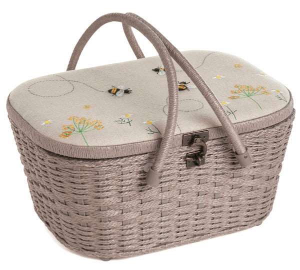 Sewing Box Wicker Basket Appliqué Linen Bee - HGLHB\347