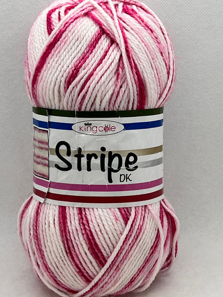 King Cole Stripe DK Yarn 100g - Pink Stripe 4507