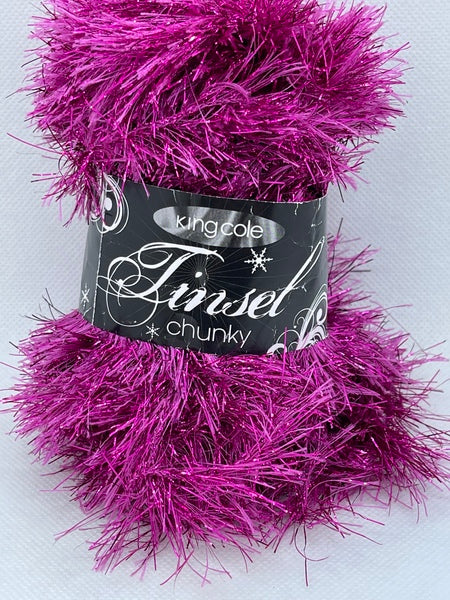 King Cole Tinsel Chunky Yarn 50g - Pink 1584