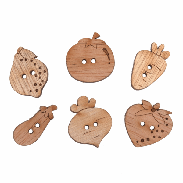 Trimits Buttons Wooden - Fruit and Veg