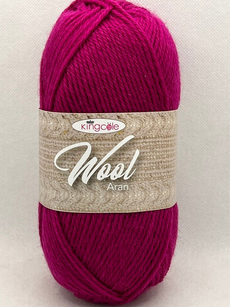 King Cole Wool Aran Yarn 100g - Raspberry 5046