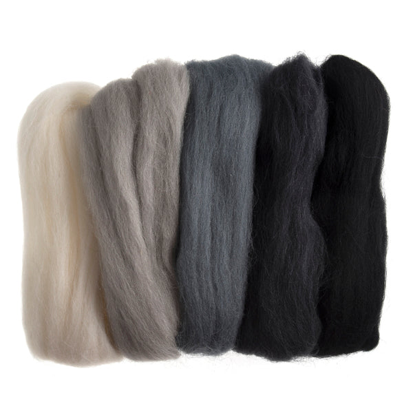 Natural Roving Wool 50g Assorted Monochrome - FW50.AS7