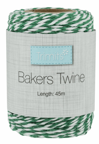 Trimits Bakers Twine - 45m x 2mm Green/White - GTC177