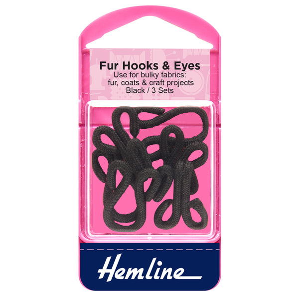 Hemline Fur Hooks And Eyes Black - H402.B