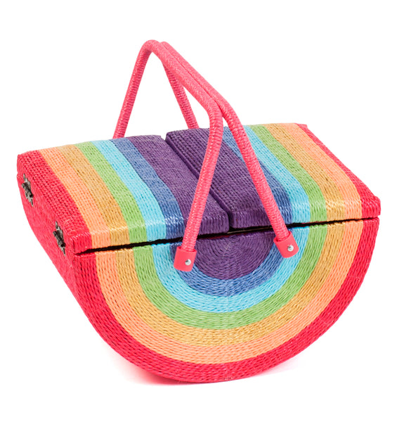 Hobby Gift Sewing Box Rainbow Wicker Twin Lid - HGNOVXL/593 *